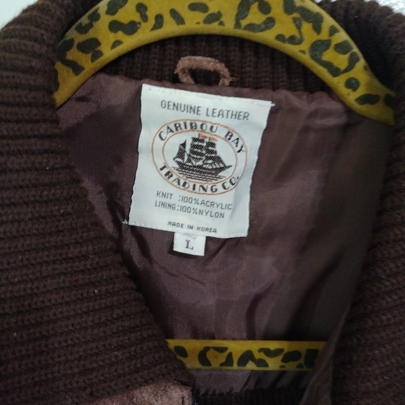 Vntg 60s 70s Mens Sueden Leather Sweater Jacket Caribou Bay Trading Co. - Picture 4 of 8